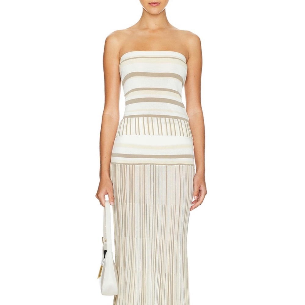 Striped Strapless Maxi Dress